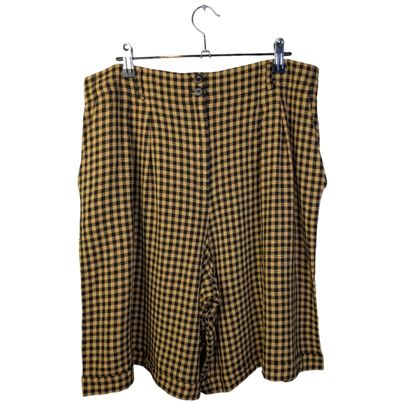 Vintage High Waist Gingham Wide Leg Culotte Shorts | Punk Alt Goth | Size Large - Picture 2 of 8